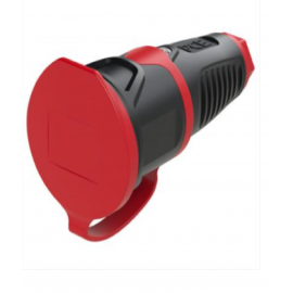 APCE-2511-S PRIZA MOBILA CAUCIUC/CAPAC ROSU 16A 2P+PE IP44