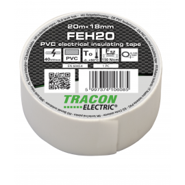 FEH20 BANDA IZOLATOARE ALBA 20m×18mm, PVC, 0-90°C, 40kV/mm