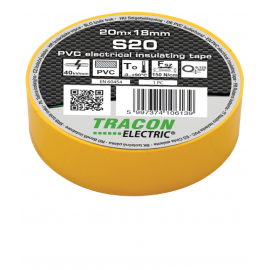 S20 BANDA IZOLATOARE GALBENA 20m×18mm, PVC, 0-90°C, 40kV/mm