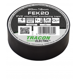 FEK20 BANDA IZOLATOARE NEAGRA 20m×18mm, PVC, 0-90°C, 40kV/mm