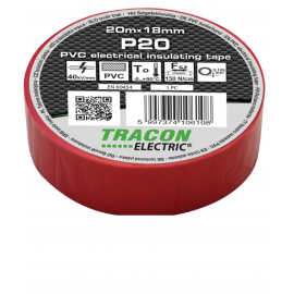 P20 BANDA IZOLATOARE ROSIE 20m×18mm, PVC, 0-90°C, 40kV/mm