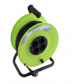 KDZ-4/30 PRELUNGITOR 4×SCHUKO, 30m, PE TAMBUR CU CADRU METALIC