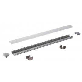PRF004/200 SET PROFIL ALUMINIU 2m CU DISPERSOR, CAPETE SI CLEME FIXARE PENTRU BANDA LED